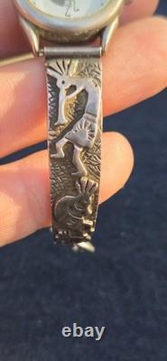 Native American Navajo Women's 925 Sterling Silver Kokopelli Flute Player Watch