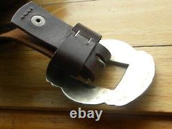 Native American Navajo XLG Leather Backed CONCHO BELT, Nickel Silver, 42 45