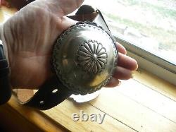Native American Navajo XLG Leather Backed CONCHO BELT, Nickel Silver, 42 45
