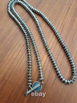 Native American Navajo YH sterling Silver bench beads Necklace