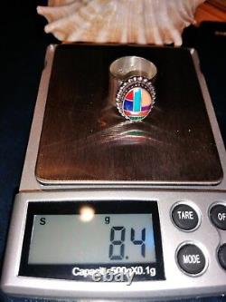 Native American Navajo Zuni Ring Sterling Silver Turquoise Multi color