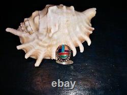 Native American Navajo Zuni Ring Sterling Silver Turquoise Multi color
