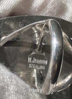 Native American Navajo artist W. Johnson's sterling turquoise ring sz. 6.75 24g