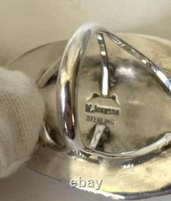 Native American Navajo artist W. Johnson's sterling turquoise ring sz. 6.75 24g