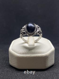 Native American Navajo black onyx Sterling Silver Ring Size 9.5