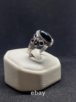 Native American Navajo black onyx Sterling Silver Ring Size 9.5