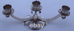 Native American, Navajo hand stamped sterling silver candelabra 3 candle holder