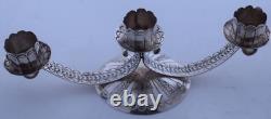 Native American, Navajo hand stamped sterling silver candelabra 3 candle holder