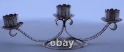 Native American, Navajo hand stamped sterling silver candelabra 3 candle holder