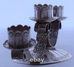 Native American, Navajo hand stamped sterling silver candelabra 3 candle holder