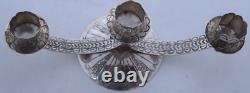 Native American, Navajo hand stamped sterling silver candelabra 3 candle holder