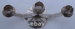 Native American, Navajo hand stamped sterling silver candelabra 3 candle holder