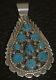 Native American Navajo Handmade Sterling Silver Turquoise Naturalcluster Pendant
