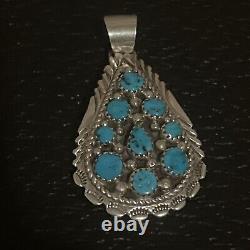 Native American Navajo handmade sterling silver turquoise Naturalcluster pendant