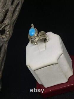 Native American Navajo kingman Turquoise Sterling Silver Ring Size 6