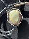 Native American Navajo Leather Bolo With Green Jasper. Artist Signed