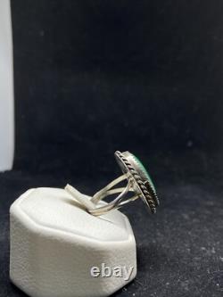 Native American Navajo malachite Sterling Silver circular Ring Size 10