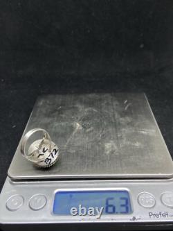 Native American Navajo malachite Sterling Silver circular Ring Size 6.5 Native American Navajo malachite Sterling Silver circular Ring Size 6.5