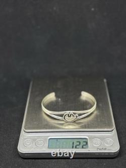 Native American Navajo plain sterling silver bear cuff bracelet