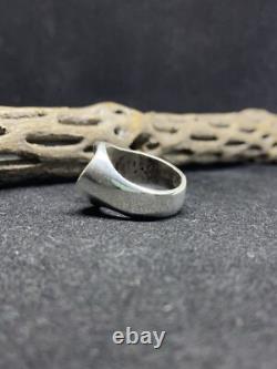 Native American Navajo plain sterling silver stamped ring size 9
