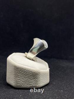 Native American Navajo plain sterling silver stamped ring size 9