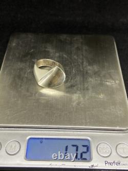 Native American Navajo plain sterling silver stamped ring size 9