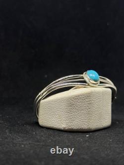 Native American Navajo sleeping beauty turquoise Sterling Silver cuff bracelet