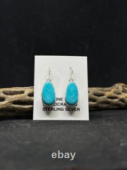 Native American Navajo sleeping beauty turquoise Sterling Silver dangle Earrings