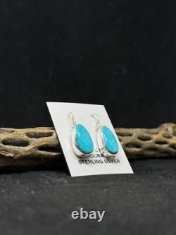 Native American Navajo sleeping beauty turquoise Sterling Silver dangle Earrings