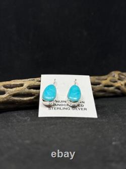 Native American Navajo sleeping beauty turquoise Sterling Silver dangle Earrings