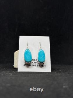 Native American Navajo sleeping beauty turquoise Sterling Silver dangle Earrings