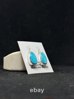 Native American Navajo sleeping beauty turquoise Sterling Silver dangle Earrings