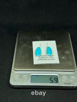 Native American Navajo sleeping beauty turquoise Sterling Silver dangle Earrings