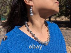 Native American Necklace and Earrings Set Navajo Pearls Handmade Sterling Silver