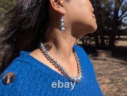 Native American Necklace and Earrings Set Navajo Pearls Handmade Sterling Silver