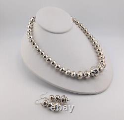 Native American Necklace and Earrings Set Navajo Pearls Handmade Sterling Silver