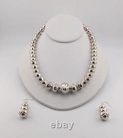 Native American Necklace and Earrings Set Navajo Pearls Handmade Sterling Silver