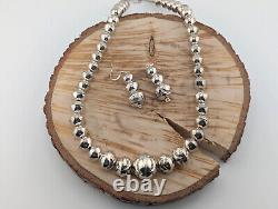 Native American Necklace and Earrings Set Navajo Pearls Handmade Sterling Silver