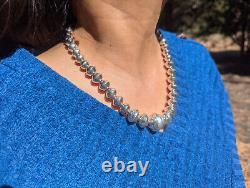 Native American Necklace and Earrings Set Navajo Pearls Handmade Sterling Silver