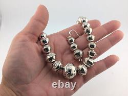 Native American Necklace and Earrings Set Navajo Pearls Handmade Sterling Silver