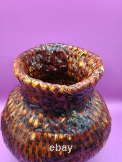 Native American Pitch Basket withHorse Hair Handles Navajo Museum Nice