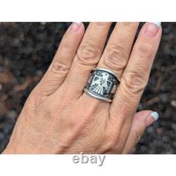 Native American Ring Jewelry Thunderbird Handmade Signed Navajo Jewelry sz 6.75