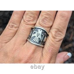 Native American Ring Jewelry Thunderbird Handmade Signed Navajo Jewelry sz 6.75