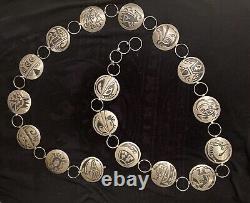 Native American Round Overlay Conchos Sterling Silver by Jerry Cowboy Navajo