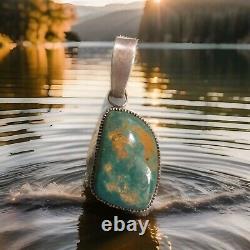 Native American Royston Turquoise And Sterling Pendant Marked VB Sterling, Gift