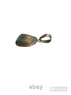 Native American Royston Turquoise And Sterling Pendant Marked VB Sterling, Gift