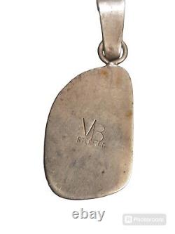 Native American Royston Turquoise And Sterling Pendant Marked VB Sterling, Gift