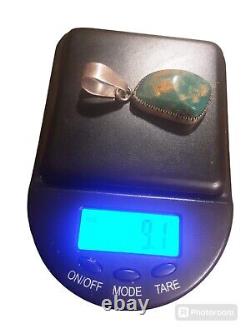 Native American Royston Turquoise And Sterling Pendant Marked VB Sterling, Gift