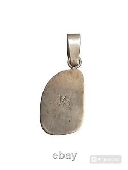 Native American Royston Turquoise And Sterling Pendant Marked VB Sterling, Gift