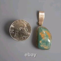 Native American Royston Turquoise And Sterling Pendant Marked VB Sterling, Gift